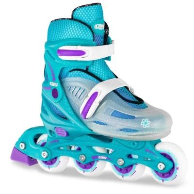 Crazy Skates 148 Adjustable Inline Skates Teal Glitter Ice - Large