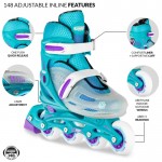 Crazy Skates 148 Adjustable Inline Skates Teal Glitter Ice - Large