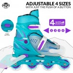 Crazy Skates 148 Adjustable Inline Skates Teal Glitter Ice - Large