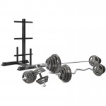 Lifespan CORTEX 90kg Tri-Grip 25mm Standard Barbell Weight Set with Weight Tree