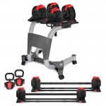 Lifespan Cortex Revolock V2 48kg Adjustable Dumbbell + Barbell + Kettlebell All-in-One Set with Stand (24kg Pair)