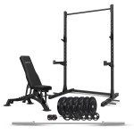 Lifespan Cortex SR3 Squat Rack with 100kg Olympic Bumper Weight + BN-9 Bench + Barbell Package