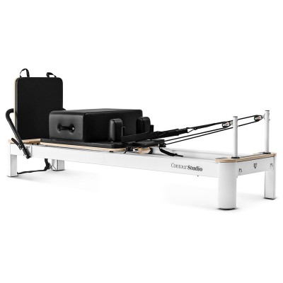 Lifespan Fitness Contour Studio Commercial Pilates Reformer Machine Bed Set (Black)