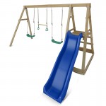 Lifespan Winston 4-Station Timber Swing Set with Blue Slide