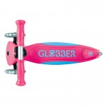 Globber Primo Fold Plus Lights Scooter V2 - Fuchsia Pink / Sky Blue