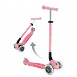 Globber Primo Fold Plus Lights Scooter V2 - Pastel Pink /Coral