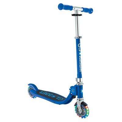 Globber Flow Foldable Junior Scooter with lights - Navy Blue / Sky Blue