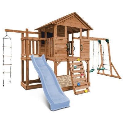 Lifespan Kingston Cubby House with 2.2m Slide - Pastel Blue