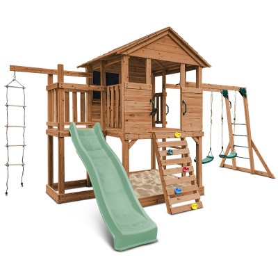 Lifespan Kingston Cubby House with 2.2m Slide - Pastel Green