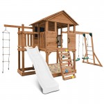Lifespan Kingston Cubby House with 2.2m Slide - White Lifespan Kingston Cubby House with 2.2m Slide - White
