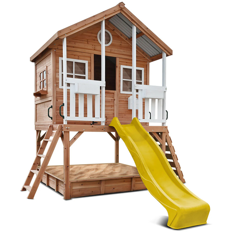 Lifespan Winchester Cubby House with 1.2m Elevation Platform and 2.2m Yellow Slide Lifespan Winchester Cubby House with 1.2m Elevation Platform and 2.2m Yellow Slide