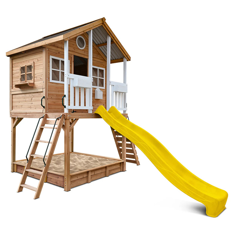 Lifespan Winchester Cubby House with 1.45m Elevation Platform and 3m Yellow Slide Lifespan Winchester Cubby House with 1.45m Elevation Platform and 3m Yellow Slide