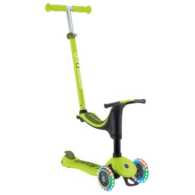 Globber GO UP Sporty Lights with Stabilizer Scooter -  Lime Green / Khaki