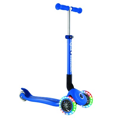 Globber Junior Foldable Lights Scooter - Navy Blue