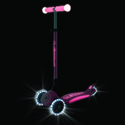 Globber Elite Glow Lights Foldable Scooter - Pastel Pink