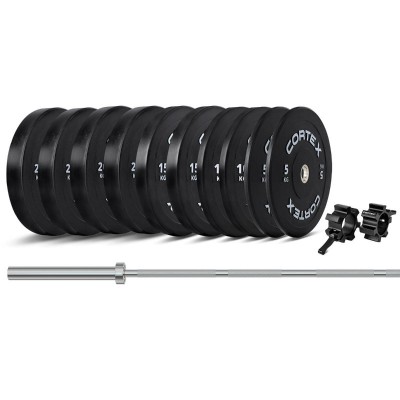 Lifespan CORTEX 160kg Black Series V3 Bumper Plate Set with SPARTAN205 Barbell