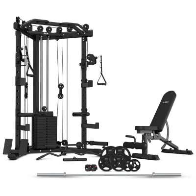 LSG GRK-110 Space Saving Multi-Function Rack with 74kg Cable Crossover + FID Bench + 90kg Olympic Weight Package
