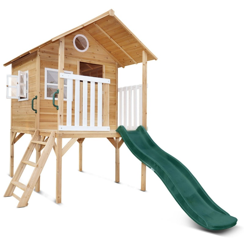 Lifespan Archie Elevated Cubby House with 1.8m Slide - Green Lifespan Archie Elevated Cubby House with 1.8m Slide - Green