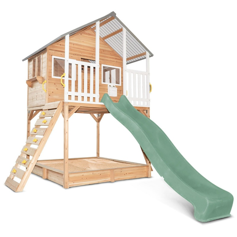 Lifespan Winchester Cubby House (Elevated 1.45m) with 3.0m Slide - Pastel Green Lifespan Winchester Cubby House (Elevated 1.45m) with 3.0m Slide - Pastel Green