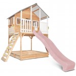 Lifespan Winchester Cubby House (Elevated 1.45m) with 3.0m Slide - Pastel Pink