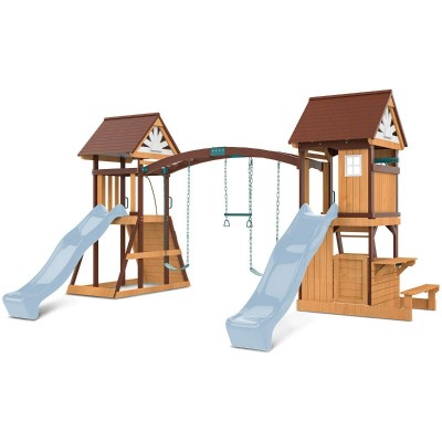Lifespan Armadale Swing Set & Play Centre with Two 2.2m Slide - Pastel Blue