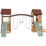Lifespan Armadale Swing Set & Play Centre with Two 2.2m Slide - Pastel Green