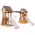 Lifespan Armadale Swing Set & Play Centre with Two 2.2m Slide - Pastel Pink