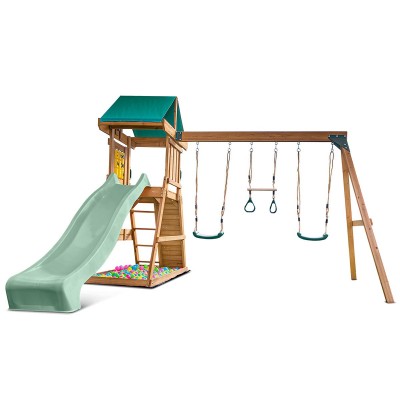 Lifespan Birmingham Swing Set & Play Centre with 2.2m Slide - Pastel Green