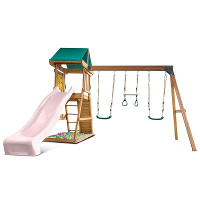 Lifespan Birmingham Swing Set & Play Centre with 2.2m Slide - Pastel Pink