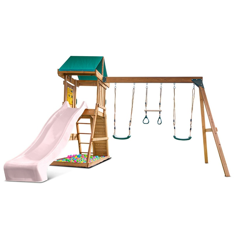 Lifespan Birmingham Swing Set & Play Centre with 2.2m Slide - Pastel Pink Lifespan Birmingham Swing Set & Play Centre with 2.2m Slide - Pastel Pink