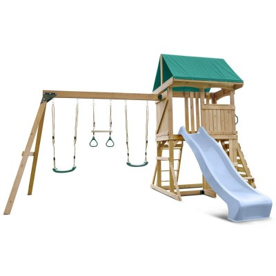 Lifespan Carindale Swing Set & Play Centre with 2.2m Slide - Pastel Blue