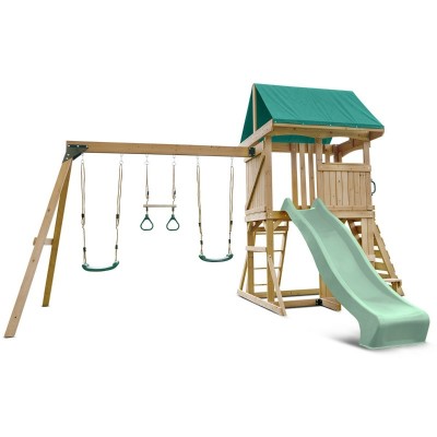 Lifespan Carindale Swing Set & Play Centre with 2.2m Slide - Pastel Green