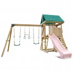 Lifespan Carindale Swing Set & Play Centre with 2.2m Slide - Pastel Pink