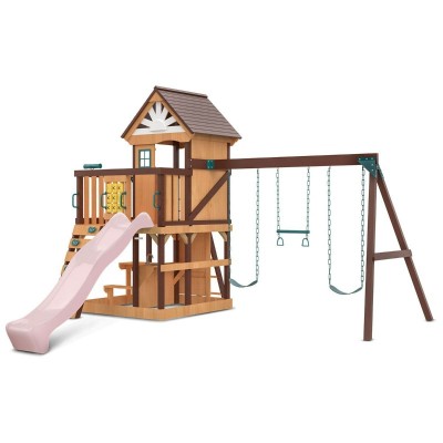 Lifespan Coventry Swing Set & Playground with 2.2m Slide - Pastel Pink
