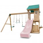 Lifespan Montrose Swing Set & Play Centre with 2.2m Slide - Pastel Pink Lifespan Montrose Swing Set & Play Centre with 2.2m Slide - Pastel Pink