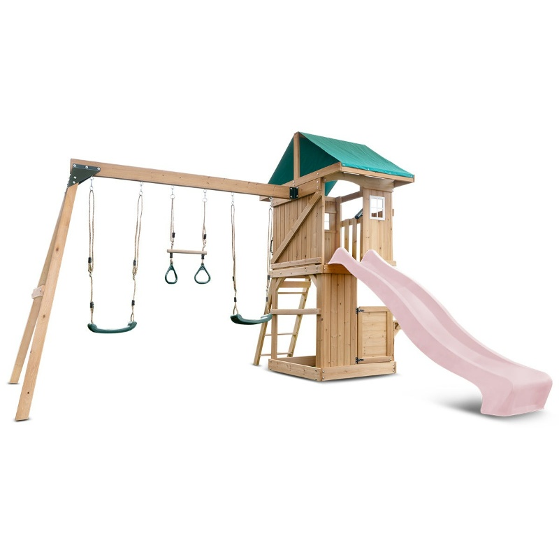 Lifespan Montrose Swing Set & Play Centre with 2.2m Slide - Pastel Pink Lifespan Montrose Swing Set & Play Centre with 2.2m Slide - Pastel Pink