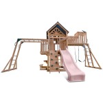 Lifespan Kensington Swing Set, Monkey Bars & Playground with 2.2m Slide - Pastel Pink Lifespan Kensington Swing Set, Monkey Bars & Playground with 2.2m Slide - Pastel Pink