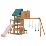 Lifespan Walton Swing Set, Monkey Bars & Playground with 2.2m Slide - Pastel Pink