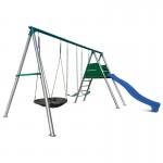 Lifespan Europa Commercial Grade Steel Swing Set with Climb & 2.2m Slide - Blue Lifespan Europa Commercial Grade Steel Swing Set with Climb & 2.2m Slide - Blue