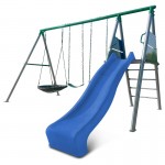 Lifespan Europa Commercial Grade Steel Swing Set with Climb & 2.2m Slide - Blue Lifespan Europa Commercial Grade Steel Swing Set with Climb & 2.2m Slide - Blue