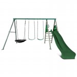 Lifespan Europa Commercial Grade Steel Swing Set with Climb & 2.2m Slide - Green