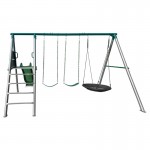 Lifespan Europa Commercial Grade Steel Swing Set with Climb & 2.2m Slide - Green