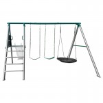 Lifespan Europa Commercial Grade Steel Swing Set with Climb & 2.2m Slide - White Lifespan Europa Commercial Grade Steel Swing Set with Climb & 2.2m Slide - White