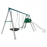 Lifespan Europa Commercial Grade Steel Swing Set with Climb & 2.2m Slide - White Lifespan Europa Commercial Grade Steel Swing Set with Climb & 2.2m Slide - White