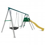 Lifespan Europa Commercial Grade Steel Swing Set with Climb & 2.2m Slide - Yellow Lifespan Europa Commercial Grade Steel Swing Set with Climb & 2.2m Slide - Yellow