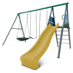 Lifespan Europa Commercial Grade Steel Swing Set with Climb & 2.2m Slide - Yellow Lifespan Europa Commercial Grade Steel Swing Set with Climb & 2.2m Slide - Yellow