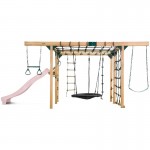 Lifespan Orangutan Monkey Bars Jungle Gym Climbing Frame with 2.2m Slide - Pastel Pink