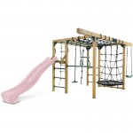 Lifespan Orangutan Monkey Bars Jungle Gym Climbing Frame with 2.2m Slide - Pastel Pink
