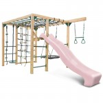 Lifespan Orangutan Monkey Bars Jungle Gym Climbing Frame with 2.2m Slide - Pastel Pink