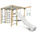 Lifespan Orangutan Monkey Bars Jungle Gym Climbing Frame with 2.2m Slide - White